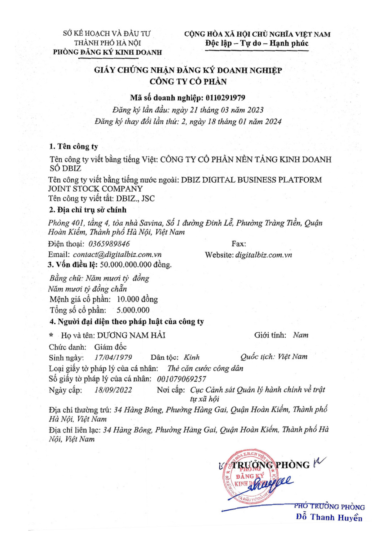 Giấy chứng nhận đăng ký doanh nghiệp